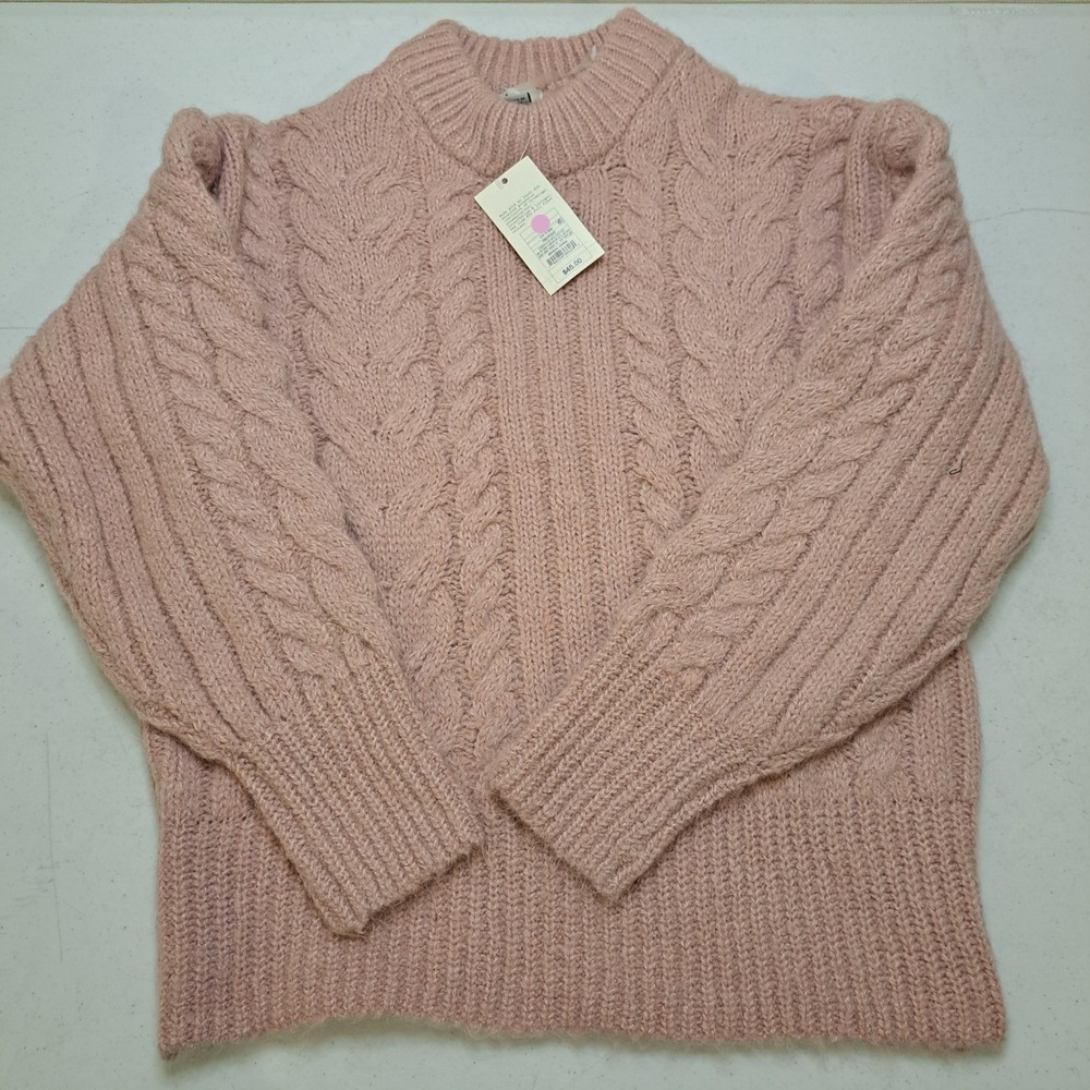 A New Day Womens Sweater M Pink NWT Cable Relaxed 1920-360